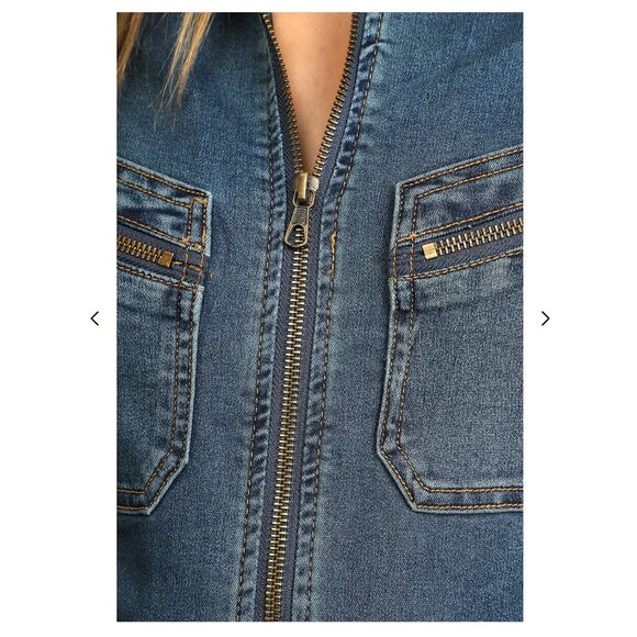 Free People Lennox Black Wash Denim Skinny Utility Jumpsuit, L NWT $148 - Picture 6 of 8